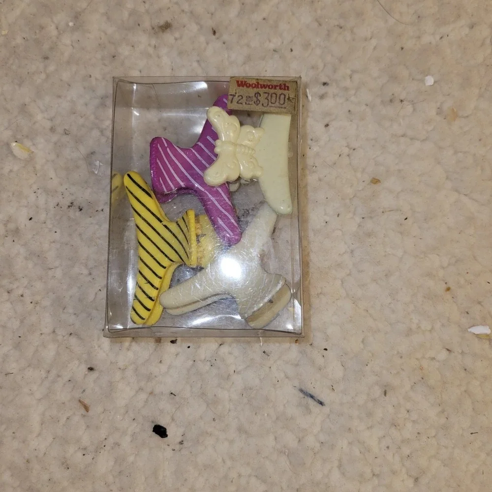 Vintage Woolworth Butterfly Hair Clips Lot NOS‎ 1970s Small Barrettes